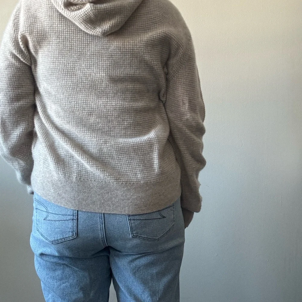 J. Crew Beige Cashmere Waffle Knit Hoodie